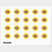 Personalisierte Sonnenblume Runder Aufkleber (Blatt)