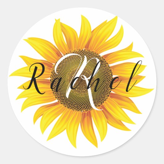 Personalisierte Sonnenblume Runder Aufkleber (Vorderseite)