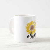 Personalisierte Sonnenblume, Sonnenblumengeschenk Kaffeetasse (Vorderseite Links)