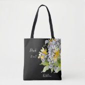 Personalisierte Sonnenblume trinken sie in Schwarz Tasche (Vorderseite)