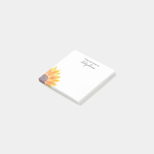 Personalisierte Sonnenblume vom Schreibtisch Post-it Klebezettel (angewinkelt)