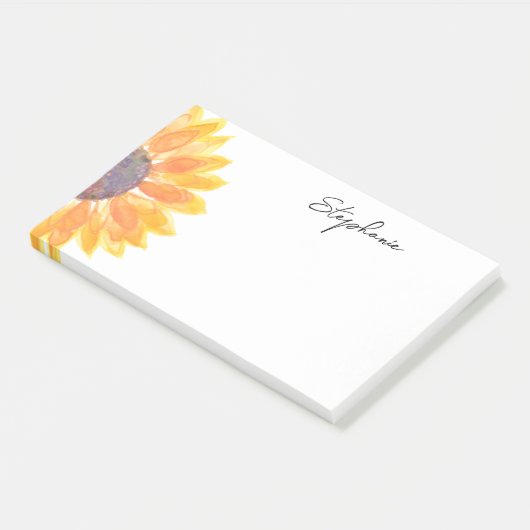 Personalisierte Sonnenblume vom Schreibtisch Post-it Klebezettel (angewinkelt)