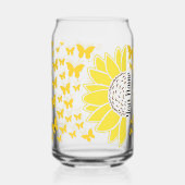 Personalisierte Sonnenblume zu Schmetterlingen Dosenglas (Vorderseite)