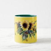 Personalisierte Sonnenblume Zweifarbige Tasse (Mittel)