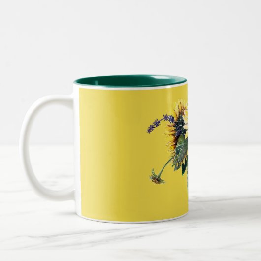 Personalisierte Sonnenblume Zweifarbige Tasse (Links)