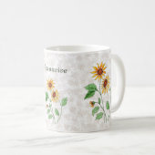 Personalisierte Sonnenblumen auf Ahorn-Blätter Kaffeetasse (VorderseiteRechts)