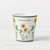 Personalisierte Sonnenblumen auf Ahorn-Blätter Milchtasse (Vorderseite)