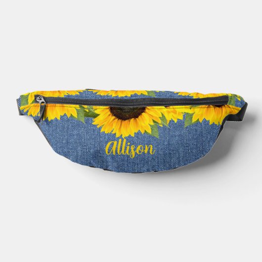 Personalisierte Sonnenblumen auf Denim Print Bauchtasche (Ablage )