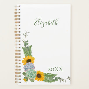 Personalisierte Sonnenblumen Blumen Grünzeug Planer
