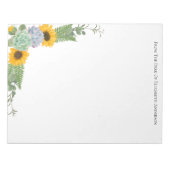 Personalisierte Sonnenblumen Blumengrün Notizblock (Vorderseite)