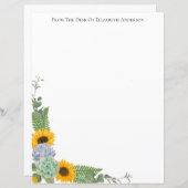 Personalisierte Sonnenblumen Blumengrün Stationary (Vorne/Hinten)