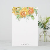 Personalisierte Sonnenblumen Boho Blumengeschirr Briefpapier (Stehend Vorderseite)