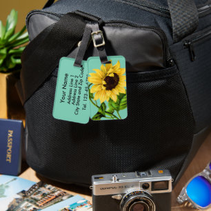 Personalisierte Sonnenblumen-Botanik Gepäckanhänger