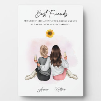 Personalisierte Sonnenblumen-Freundschaft: Heller Fotoplatte