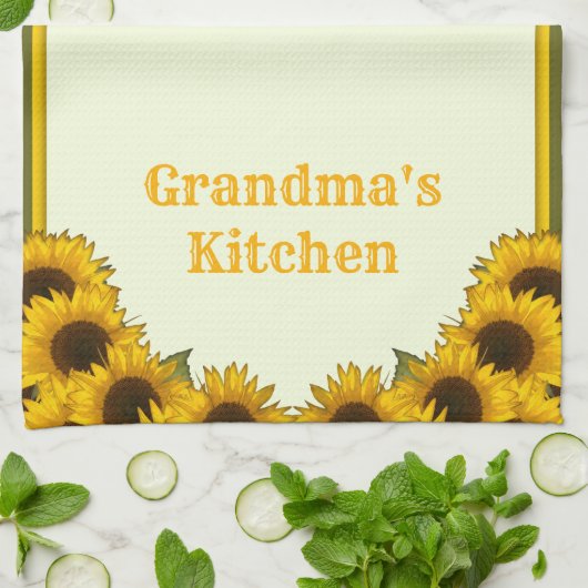 Personalisierte Sonnenblumen Geschirrtuch (Gefaltet)