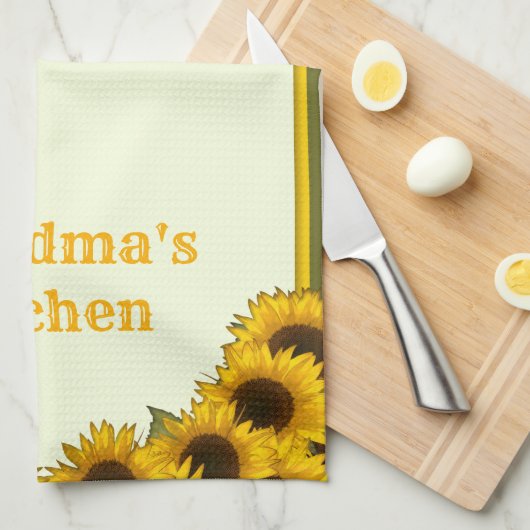 Personalisierte Sonnenblumen Geschirrtuch (Viertel Falte)