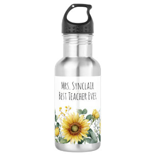 Personalisierte Sonnenblumen-Lehrer-Würdigung Edelstahlflasche
