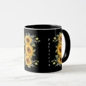 Personalisierte Sonnenblumen-Name Tasse (VorderseiteRechts)