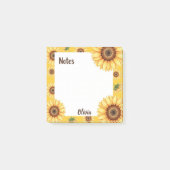 Personalisierte Sonnenblumen-Notizen im Quadrat Post-it Klebezettel (Vorderseite)