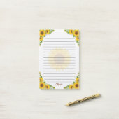 Personalisierte Sonnenblumen Notizen mit Blumenmus (Auf Schreibtisch)