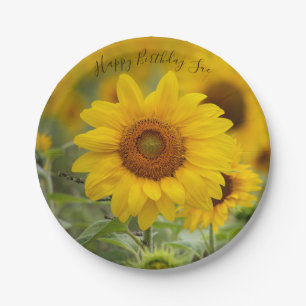 Personalisierte Sonnenblumen-Papierparty-Teller Pappteller