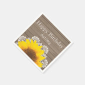 Personalisierte Sonnenblumen, Spitzen und Holz Serviette (Ecke)
