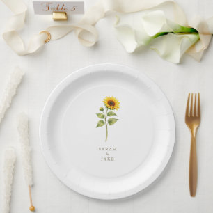 Personalisierte Sonnenblumen-Stiel-Paarnamen Pappteller