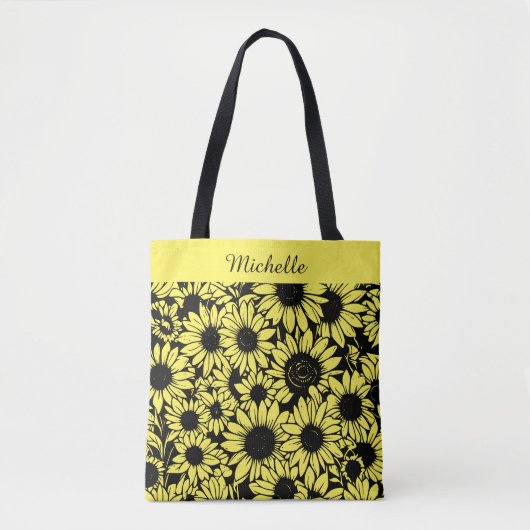 personalisierte Sonnenblumen-Tragetasche Tasche (Vorderseite)