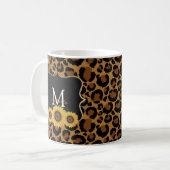 Personalisierte Sonnenblumen und Leopard-Tasse Kaffeetasse (Vorderseite Links)