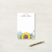 Personalisierte Sonnenblumen und Nebelblumen Rusti Post-it Klebezettel (Auf Schreibtisch)