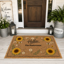 Personalisierte Sonnenblumen-Willkommensmatte