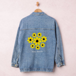 Personalisierte Sonnenblumenbrücke Wedding Denim J Jeansjacke