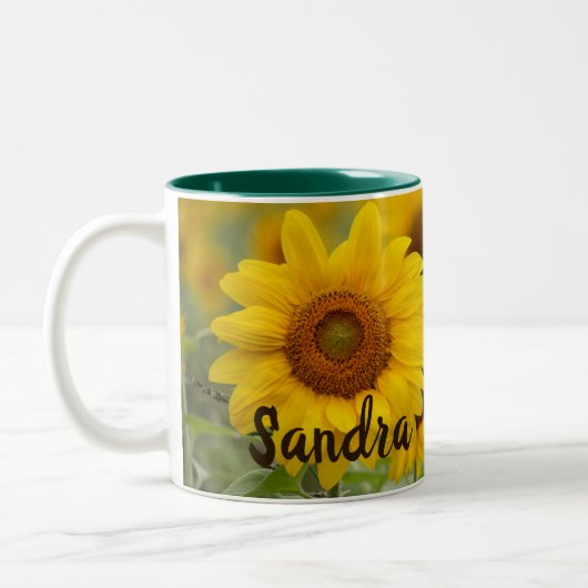 Personalisierte Sonnenblumencocktail-Tasse Zweifarbige Tasse (Links)