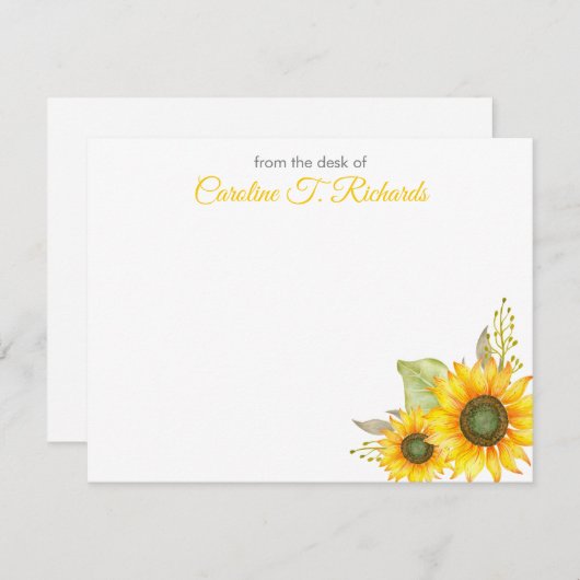 Personalisierte Sonnenblumengeschirr Mitteilungskarte (Vorne/Hinten)
