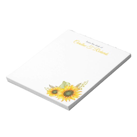 Personalisierte Sonnenblumengeschirr Notizblock (Rotiert)