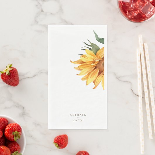 Personalisierte Sonnenblumengoldverheiratung Serviette (Beispiel)