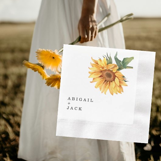 Personalisierte Sonnenblumenhochzeit geprägt Serviette