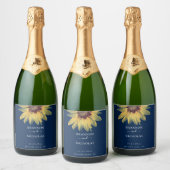 Personalisierte Sonnenblumenhochzeit Schaumweinetikett (Flaschen)