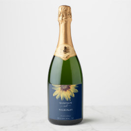 Personalisierte Sonnenblumenhochzeit Schaumweinetikett