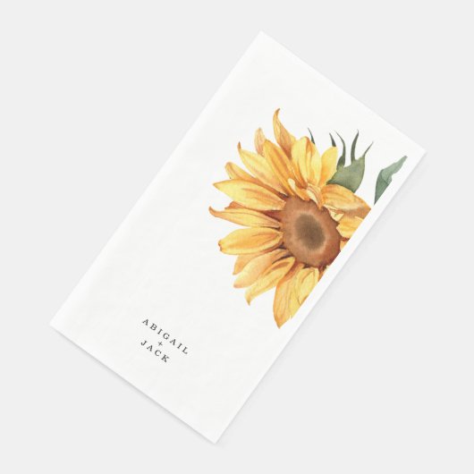 Personalisierte Sonnenblumenhochzeit Serviette (Ecke)