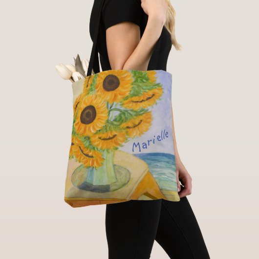 Personalisierte Sonnenblumenmalerei Tasche (Von Nahem)