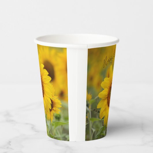 Personalisierte Sonnenblumenpapier Party Drinks Pappbecher (Rechts)