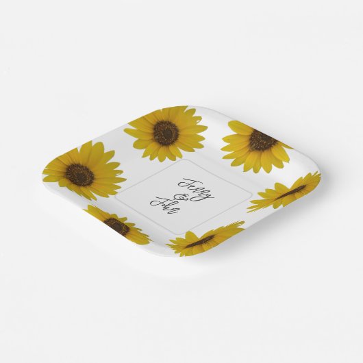 Personalisierte Sonnenblumenpapierplatte Pappteller (Gewinkelt)