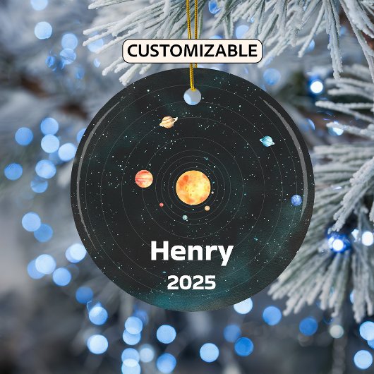 Personalisierte Sonnenschutzanlage, Raum, Planeten Keramik Ornament