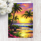 Personalisierte Sonnenuntergang Tropical Birthday  Karte