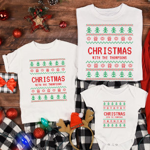 Personalisierte, sonnige Matching Ugly Christmas F T-Shirt