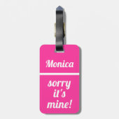 Personalisierte Sorry, dass ich| Neonrosa Gepäckanhänger (Rückseite vertikal)