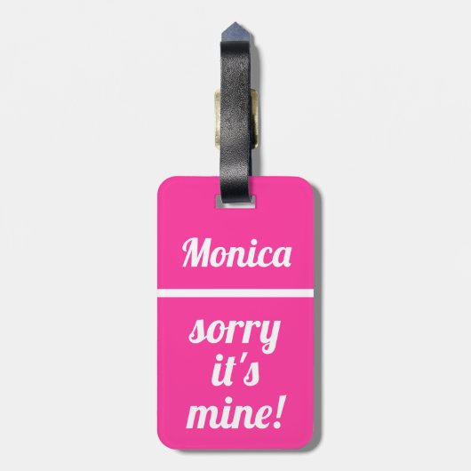 Personalisierte Sorry, dass ich| Neonrosa Gepäckanhänger (Rückseite vertikal)