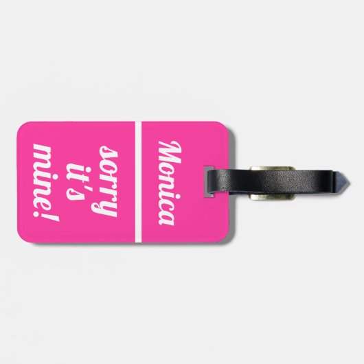 Personalisierte Sorry, dass ich| Neonrosa Gepäckanhänger (Rückseite horizontal)