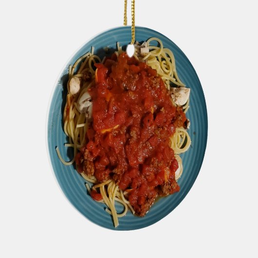 Personalisierte Spaghetti Weihnachten Keramik Ornament (Rechts)